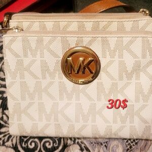 Michael Kors Gold and Cream Logo Crossbody